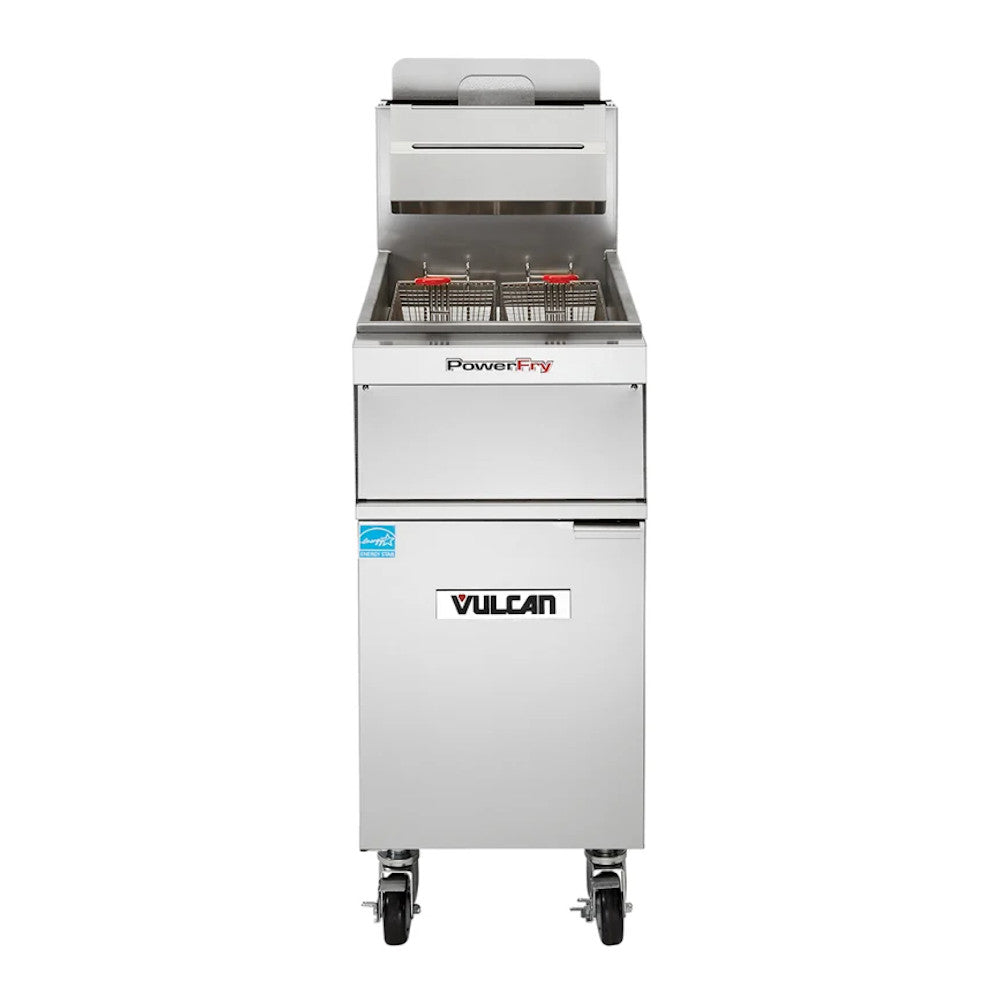 Vulcan 1TR45A High Efficiency Full Pot Gas Fryer with Solid State Analog Knob Controls - 70,000 BTU