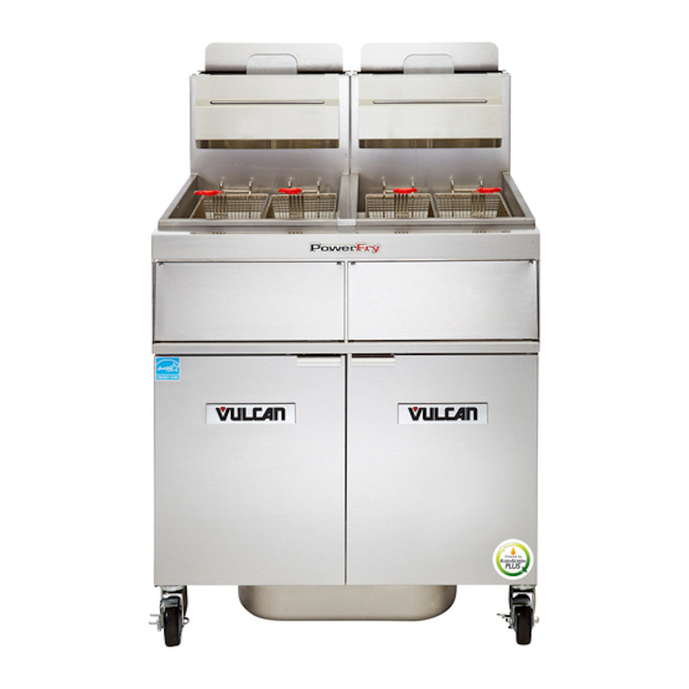 Vulcan 2TR45AF High Efficiency PowerFry3 31" Gas Fryer with Solid State Analog Controls and Filtration System - 140,000 BTU