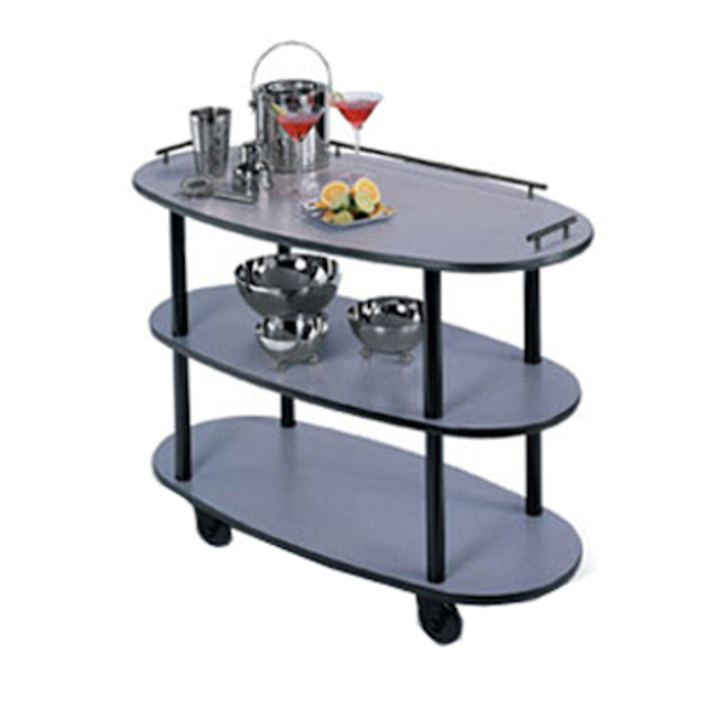 Lakeside 36300 Rounded Oval Service Cart with 3 Open Shelves 23"D x 44"W x 35"H