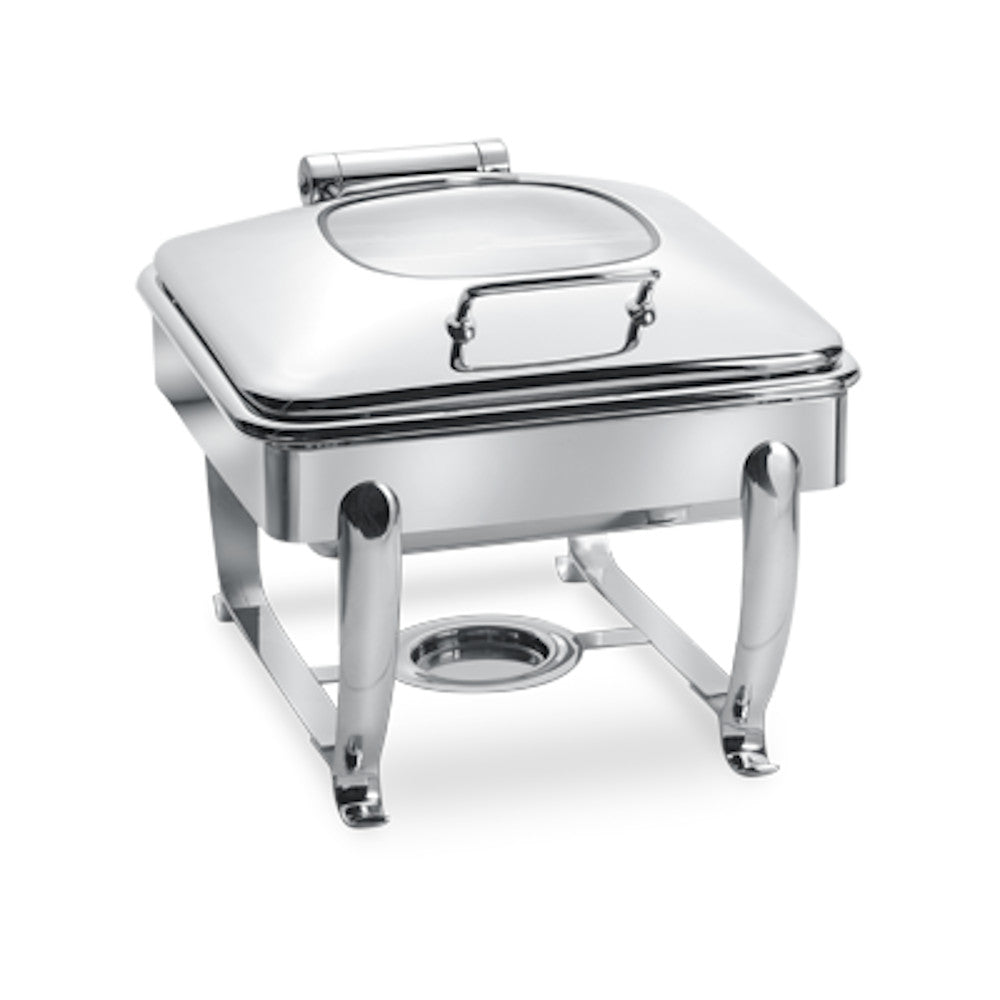 Eastern Tabletop 3914G Park Avenue 6 Quart Square Induction Chafing Dish with Stop-N'-Go Hinged Glass Dome Lid