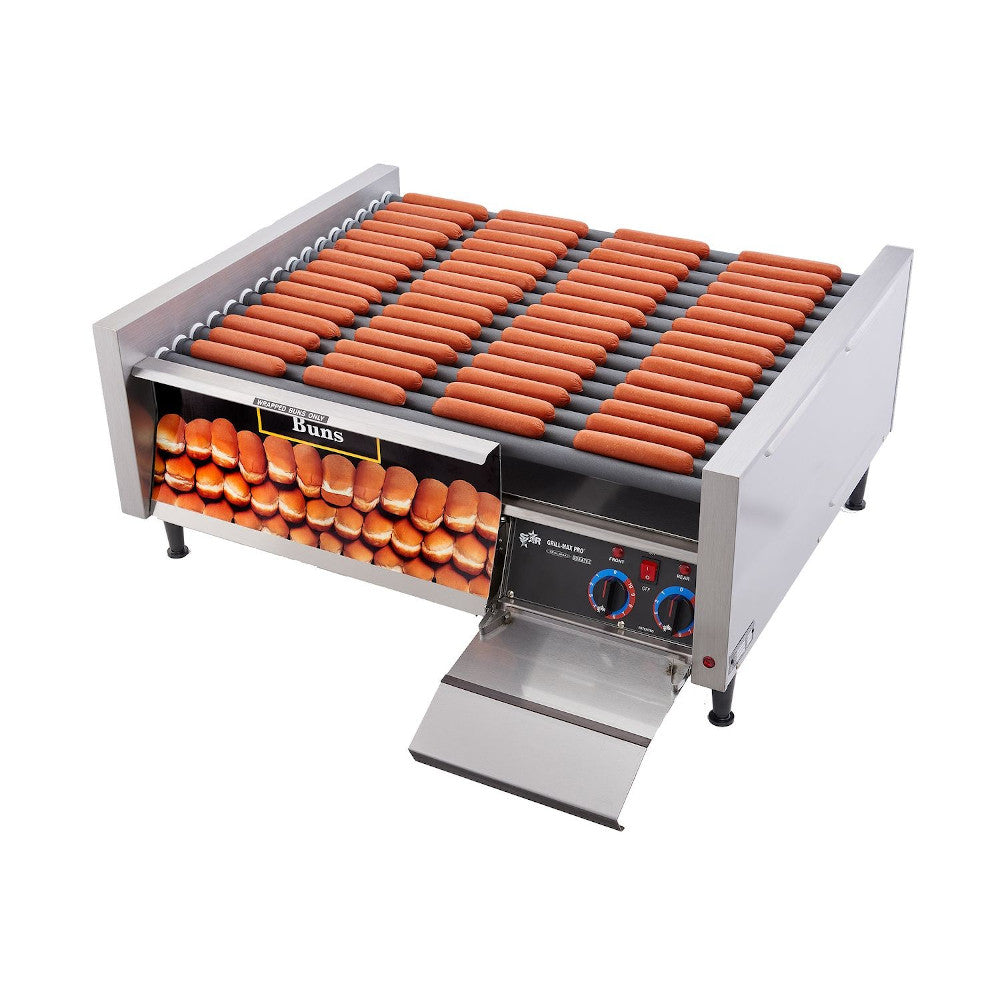 Star 75SCBD 75 Hot Dog Roller Grill with Duratec Non-Stick Rollers and Bun Drawer