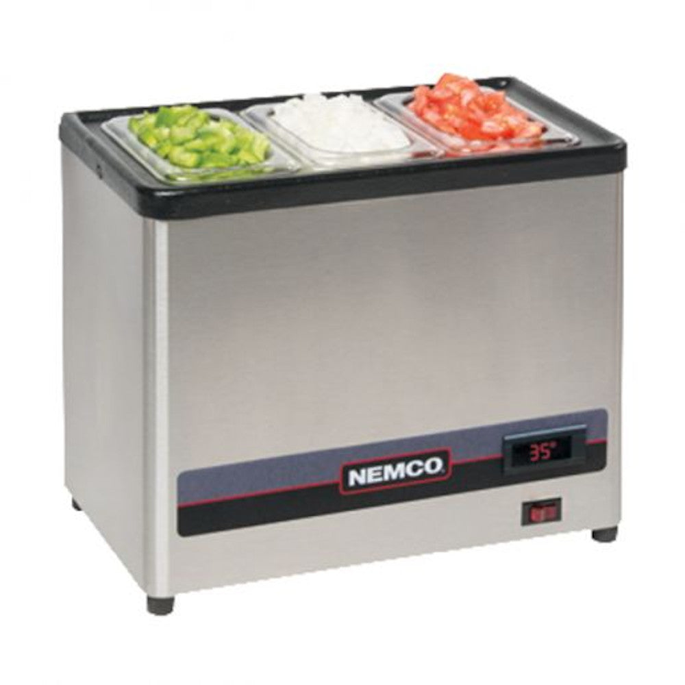 Nemco 9020-3 Cold Condiment Chiller with (3) 1/9 Stainless Steel Pans