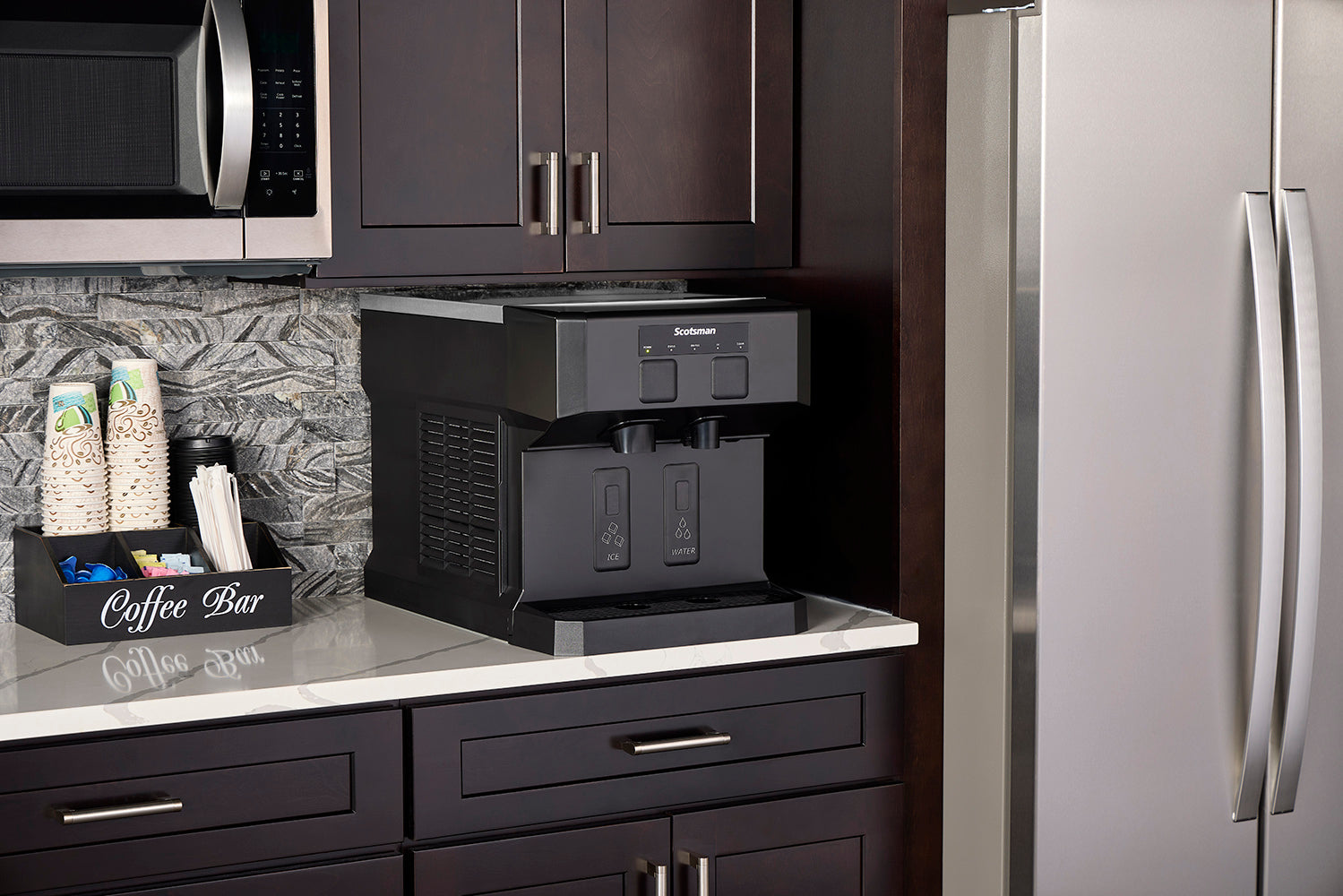 Scotsman HID207 Meridian™ Compact Countertop Nugget Ice & Water Dispenser 196 lb Production, 7 lb Storage