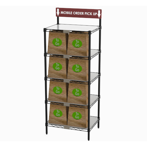 Metro CR1824TGSR To Go Order Pick-Up Station with Sign & Five 24"W x 18"D Shelves