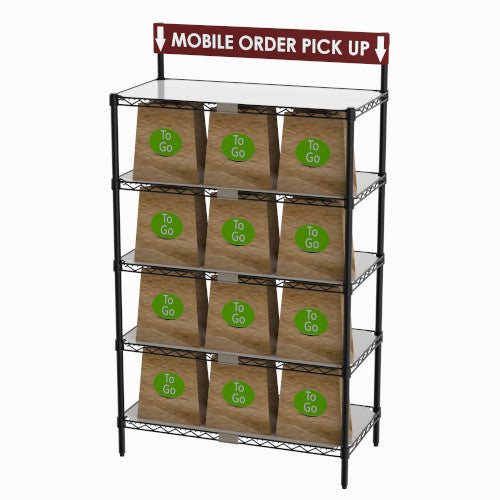 Metro CR1836TGSR To Go Order Pick-Up Station with Sign & Five 36"W x 18"D Shelves
