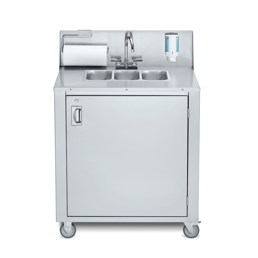 Crown Verity CV-PHS-3C 3-Compartment Cold Water Only Mobile Hand Sink