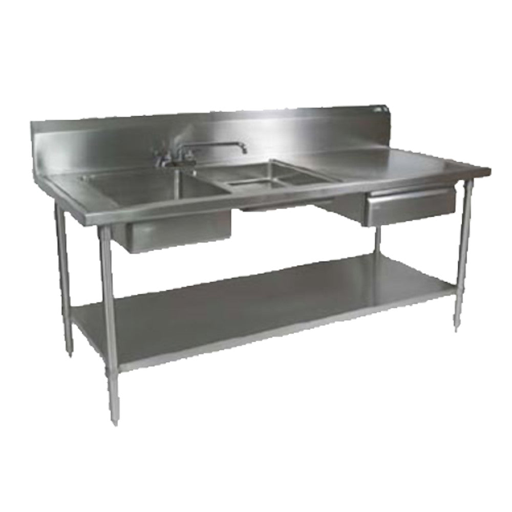 John Boos EPT6R10-DL2B-72L Two-Compartment Prep Table Sink & Cutting Board