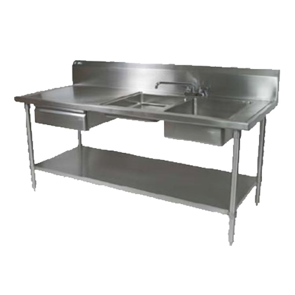 John Boos EPT6R10-DL2B-72R Prep Table Sink with Two Compartments on the Right