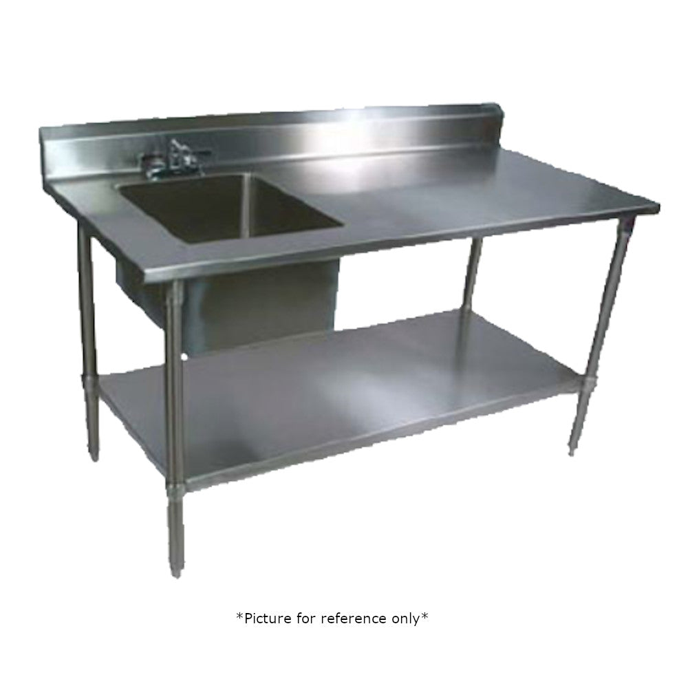 John Boos EPT6R5-3072SSK-L Work Table Prep Sink, Adjustable Stainless Undershelf