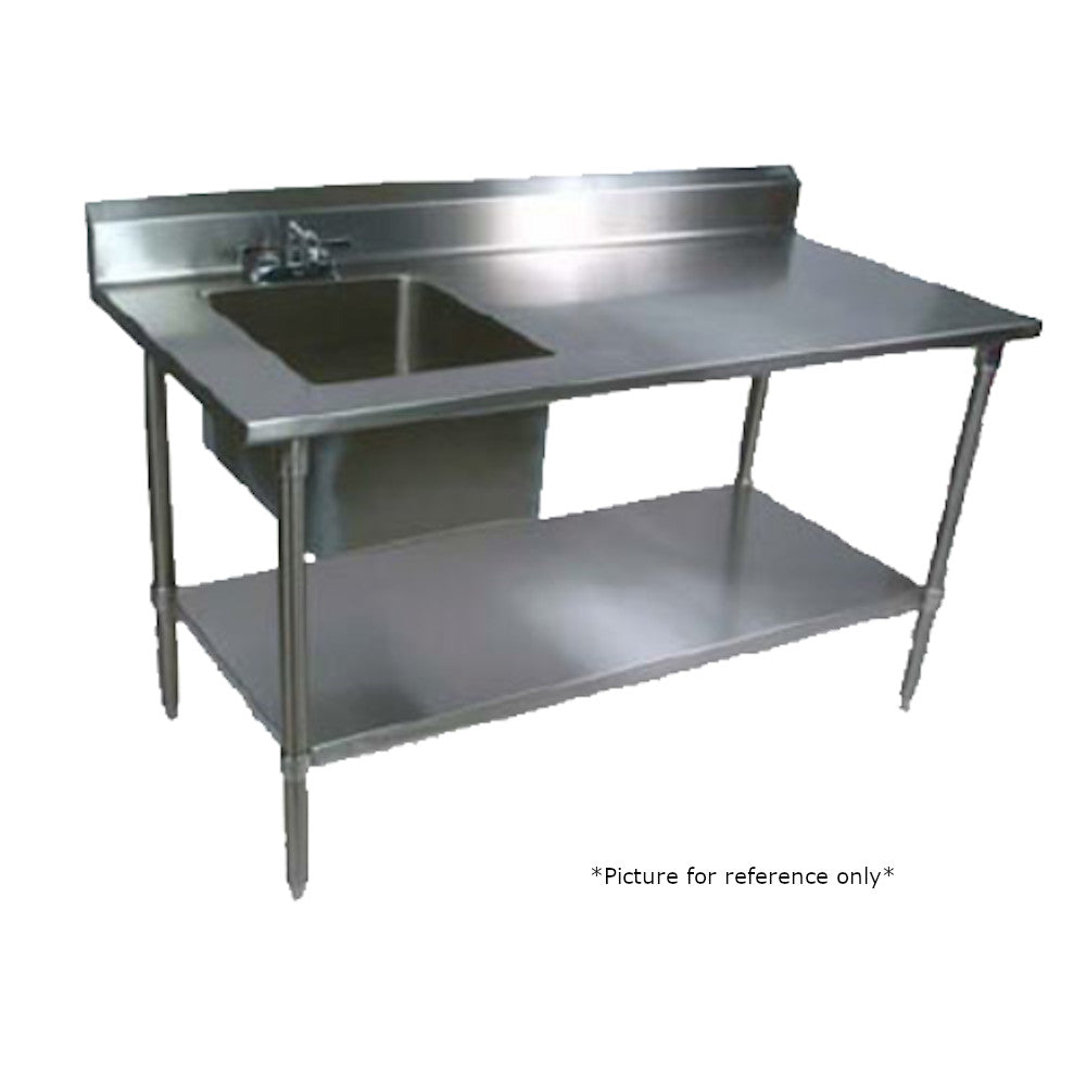 John Boos EPT6R5-3072GSK-R Work Table, Prep Sink & Galvan Adjustable Undershelf