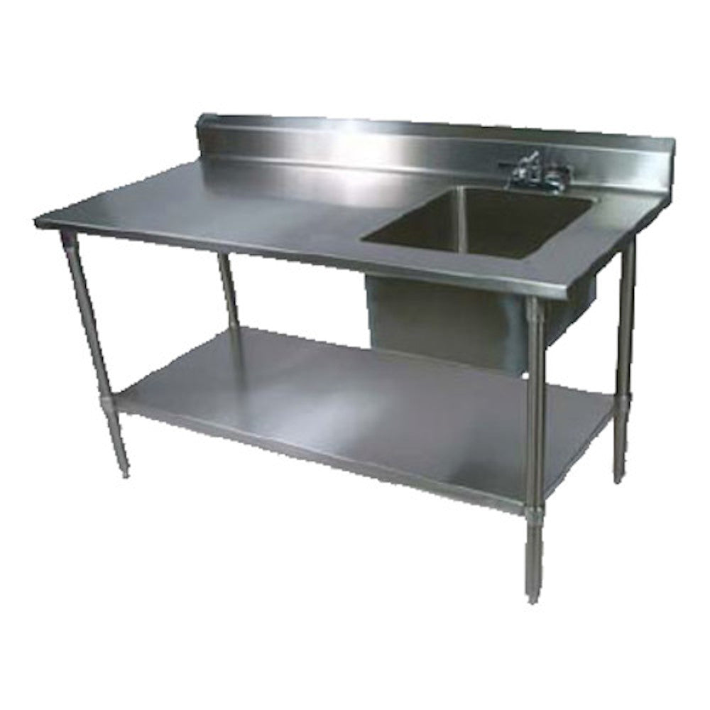 John Boos EPT8R5-3072GSK-R Work Table, Prep Sink, Galvan Adjustable Undershelf