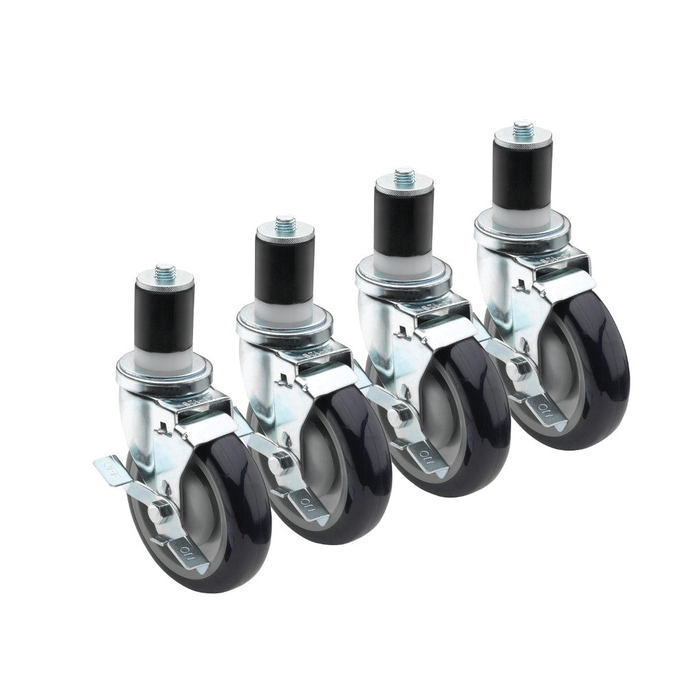 Krowne Metal 28-129S 1-5/8 Stem Swivel Casters with Brakes