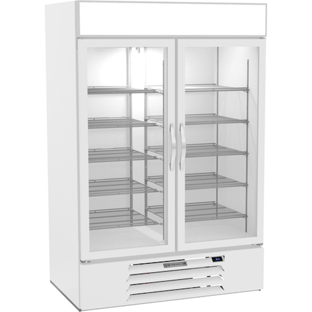 Beverage Air MMF49HC-1-W 52" White MarketMax Glass Door Merchandiser Freezer with Swing Doors