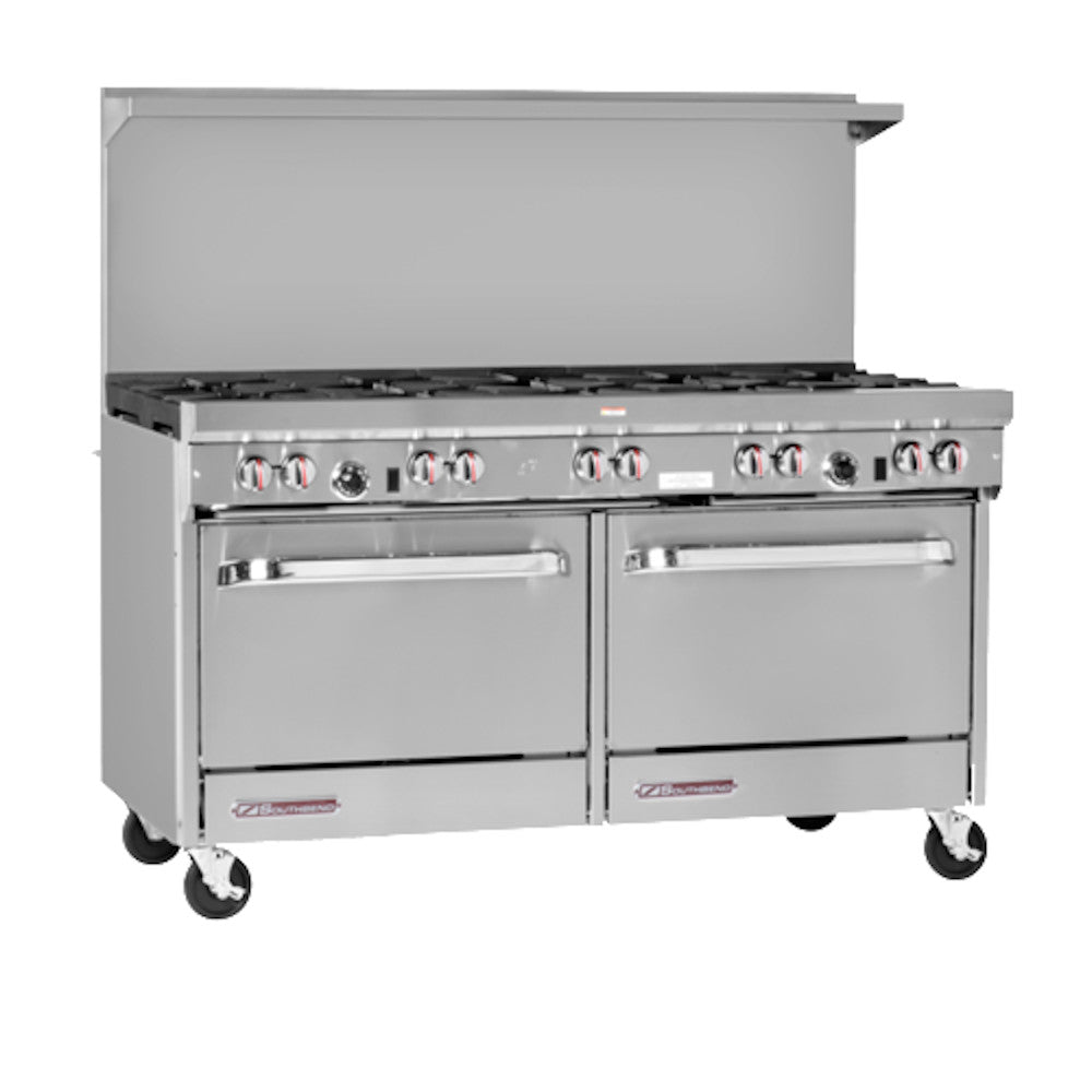 Southbend S60DD-2RR S-Series 60" Gas Restaurant Range with 6 Burners, 24" Raised Griddle/Broiler, and 2 Standard Ovens