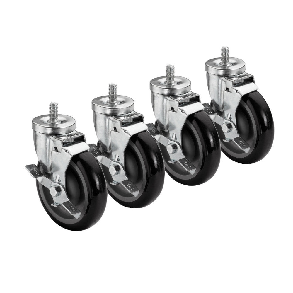 Krowne Metal 28-146S Threaded Stem Swivel Casters with Brakes