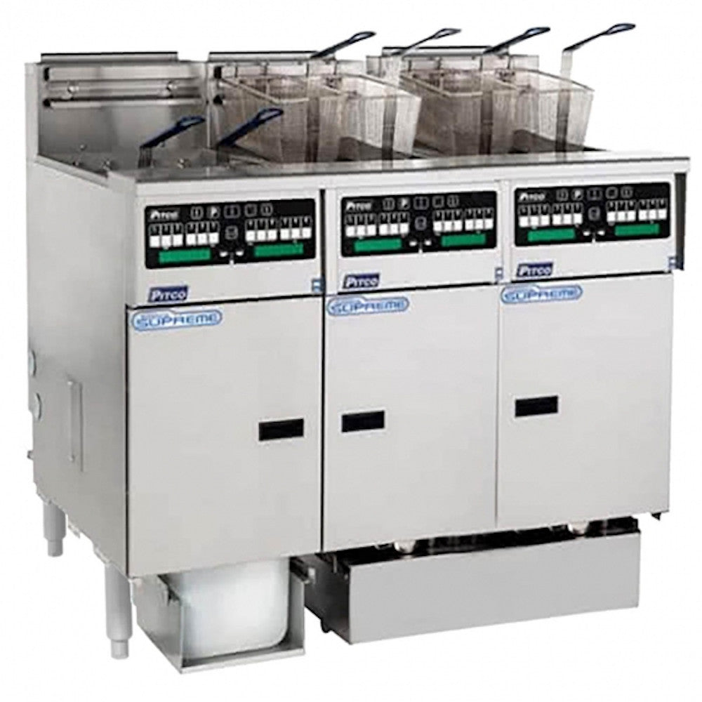 Pitco SELV14C-3/FD Reduced Oil Volume Multi-Battery Electric Fryer- 3 Fryers