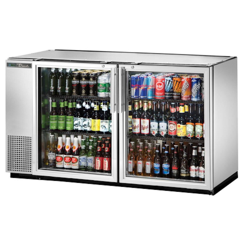 True TBB-24GAL-60G-S-LD 60" Stainless Steel Glass Door Back Bar Cooler with Galvanized Top and LED Lighting