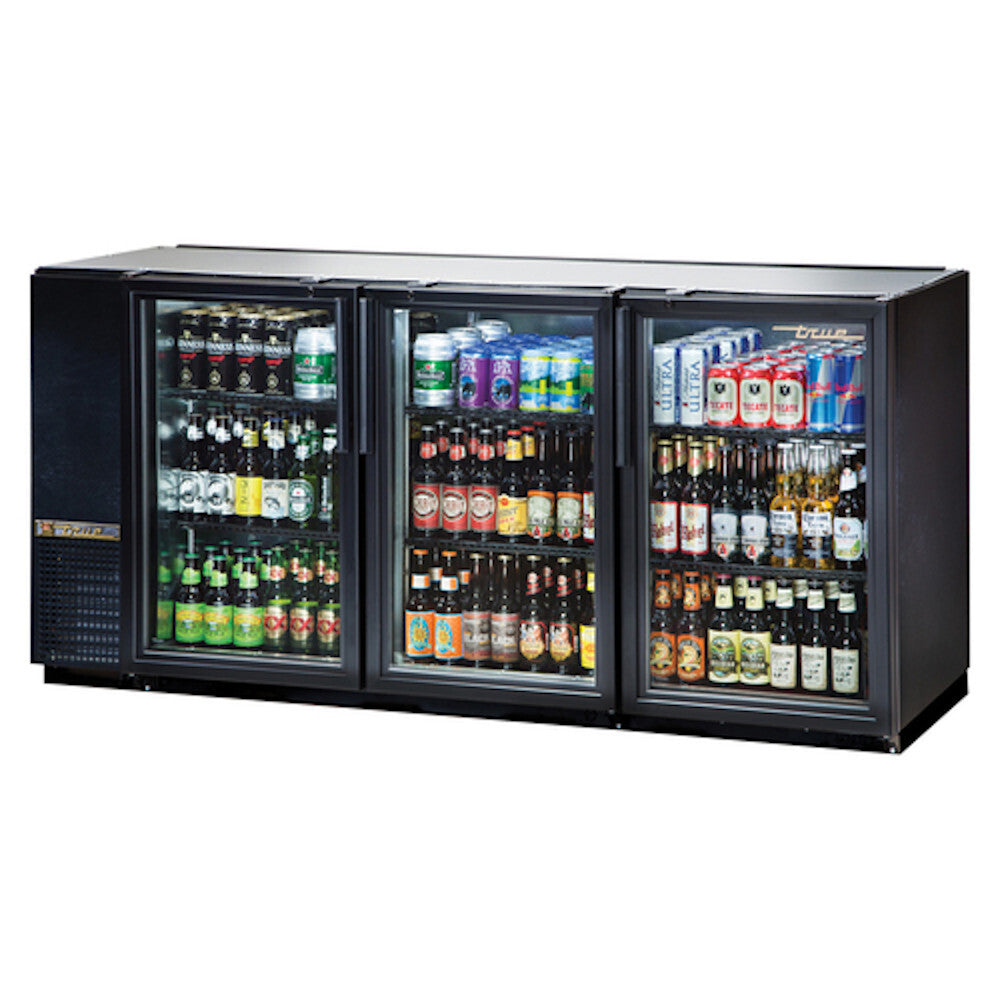 True TBB-24GAL-72G-LD 72" Glass Door Back Bar Cooler with Galvanized Top and LED Lighting