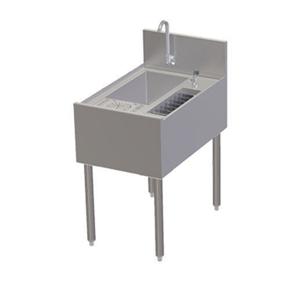 Perlick TSCE18PSTC 18" Underbar Prep Sink With Glass Rinser & Tool Caddy