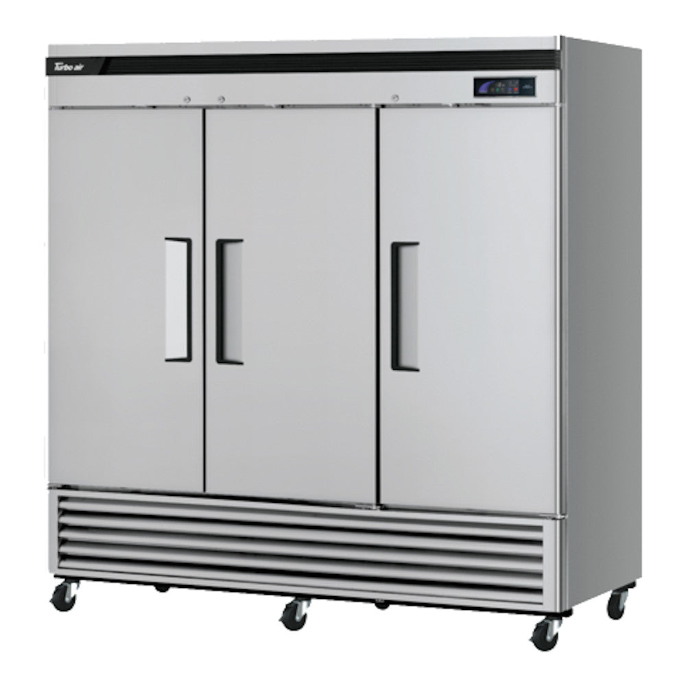 Turbo Air TSF-72SD-N 82" Super Deluxe Three Section Solid Door Reach-In Freezer