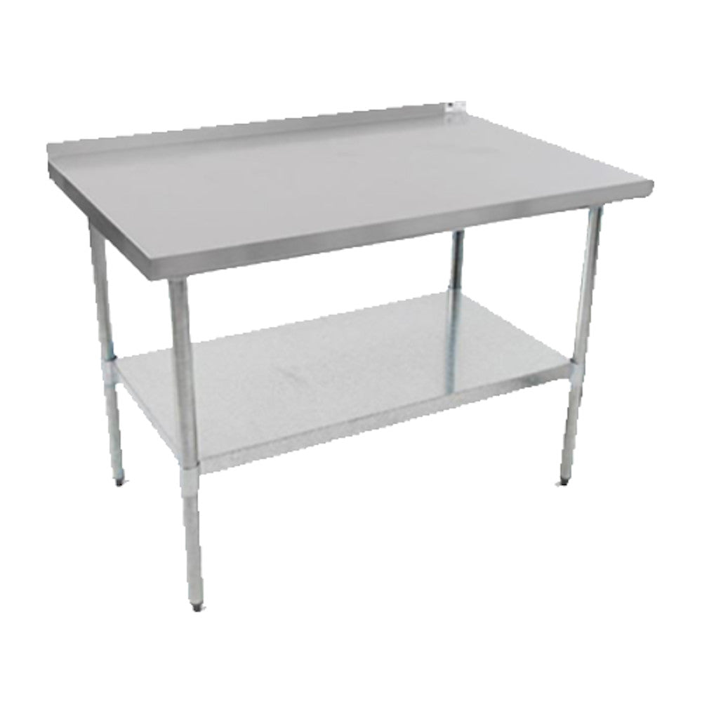 John Boos UFBLS6030 60" x 30" Stainless Steel Budget Work Table with Backsplash and Adjustable Undershelf