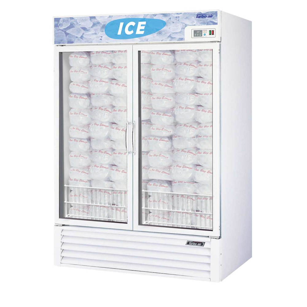 Turbo Air TGIM-49W-N White 54" Two Section Glass Door Bagged Ice Merchandiser