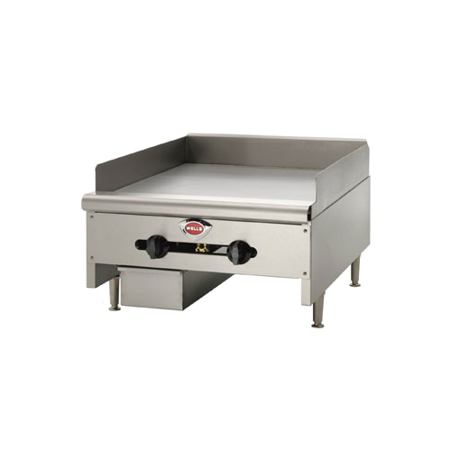 Wells HDG2430G Countertop Natural Gas Griddle with Two Manual Controls - 60,000 BTU