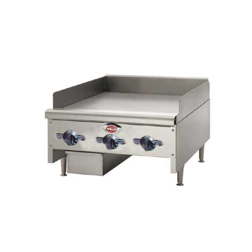 Wells HDTG-2430G Countertop Natural Gas Griddle with Two Thermostatic Controls - 60,000 BTU