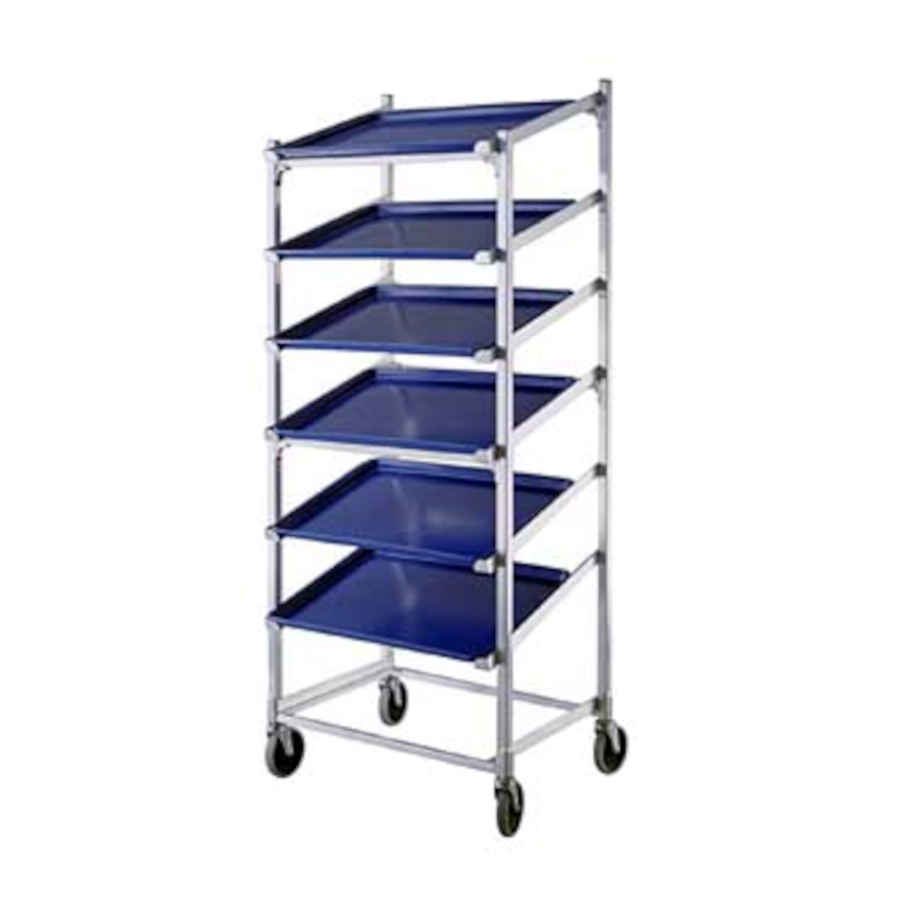 New Age 1137 Mobile Slant Display Rack 28.5”W x 70”H x 22”D, 7 Tray Ca ...