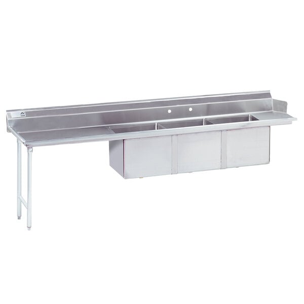 Advance Tabco DTC-3-1620-96L DISHTABLE W/ 3 16X20X12 BOWLS