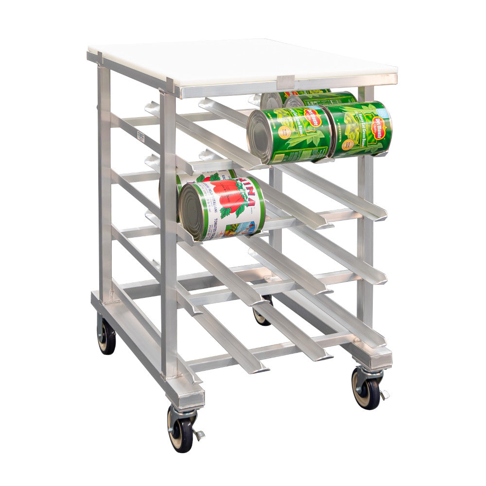 New Age 1227 Mobile 25”W x 41”H x 35”D Half-Size Can Storage Rack Poly Top