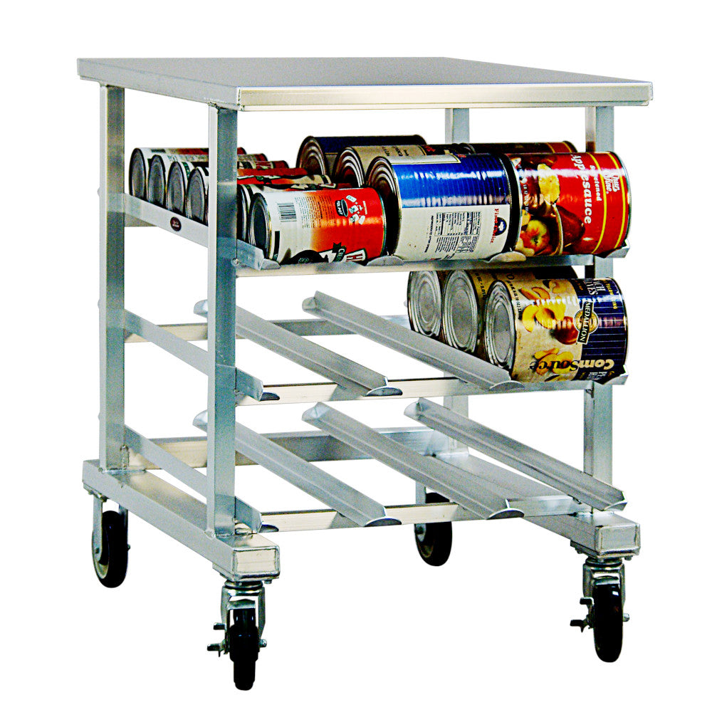 New Age 1236 25”W x 35”H x 35”D Mobile Half-Size Can Storage Rack Aluminum Top