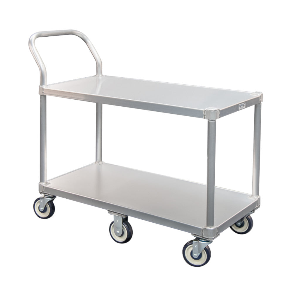 New Age 1490 Aluminum Open Base 19" Utility Cart Two Shelves 800 lb. Capacity