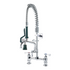 Krowne Metal 18-606L Deck Mount Space Saver Pre-Rinse Assembly with Add-On Faucet and 6" Swing Spout