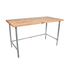 John Boos JNB09 Maple Wood Top 60" W x 30" D Work Table with Galvanized Legs