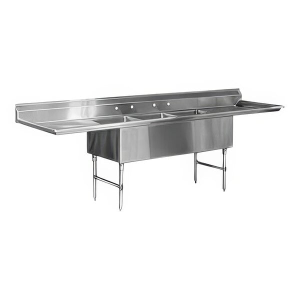 Advance Tabco FC-3-2028-24RL 16 GA  3 COMP SINK 24 DRBDS