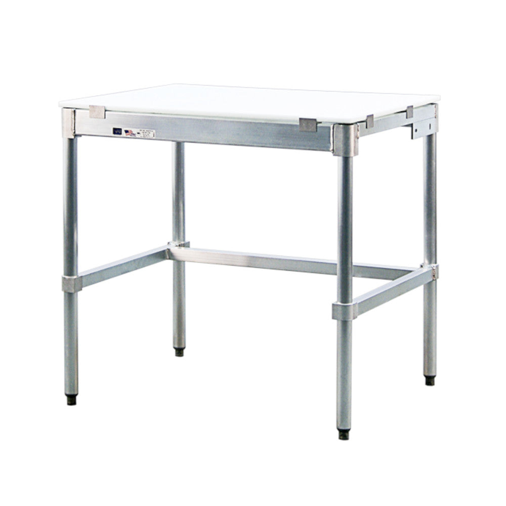 New Age 30P72KD Aluminum 72" Poly Top Work Table with 30" Depth