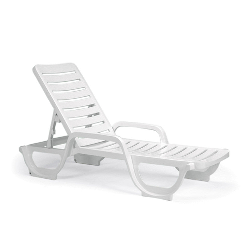 Grosfillex US031004 Bahia Stacking Adjustable White Chaise (2 per case)