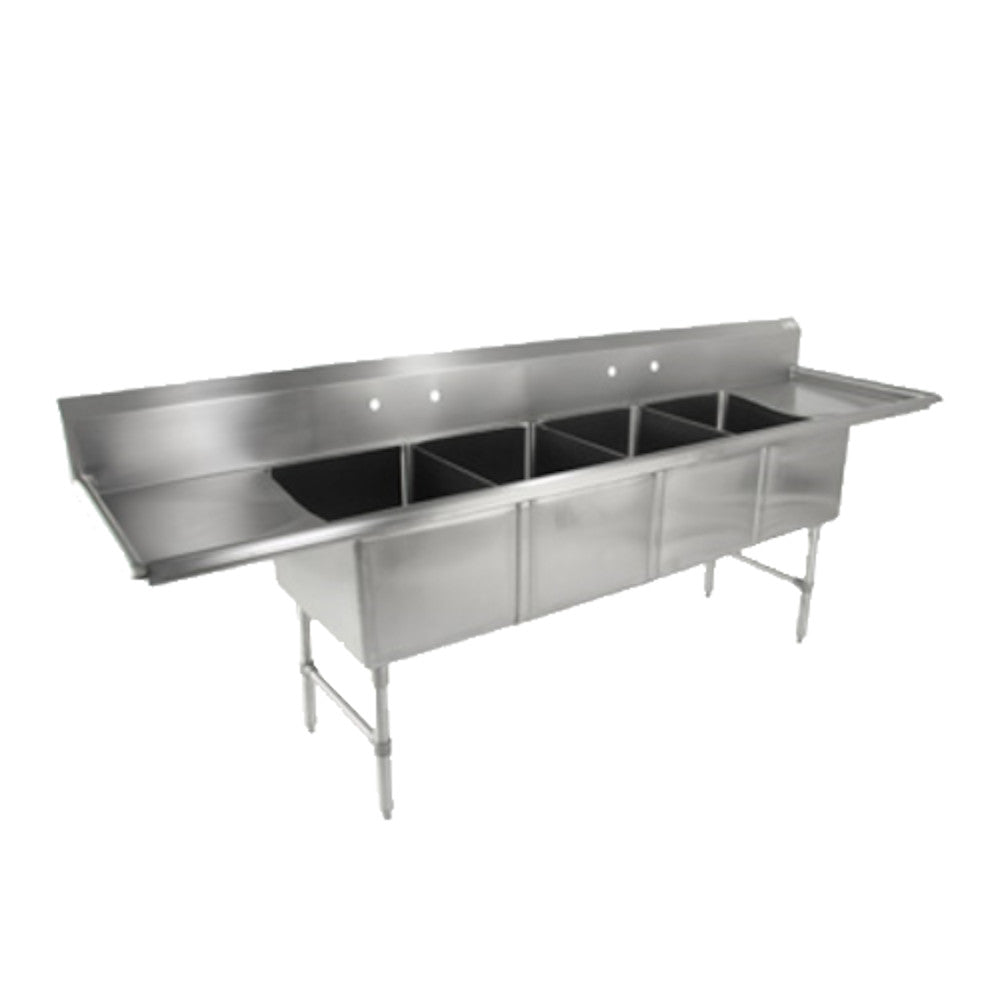 John Boos 4B18244-2D18 Four-Compartment Sink with Two 18" Drainboards