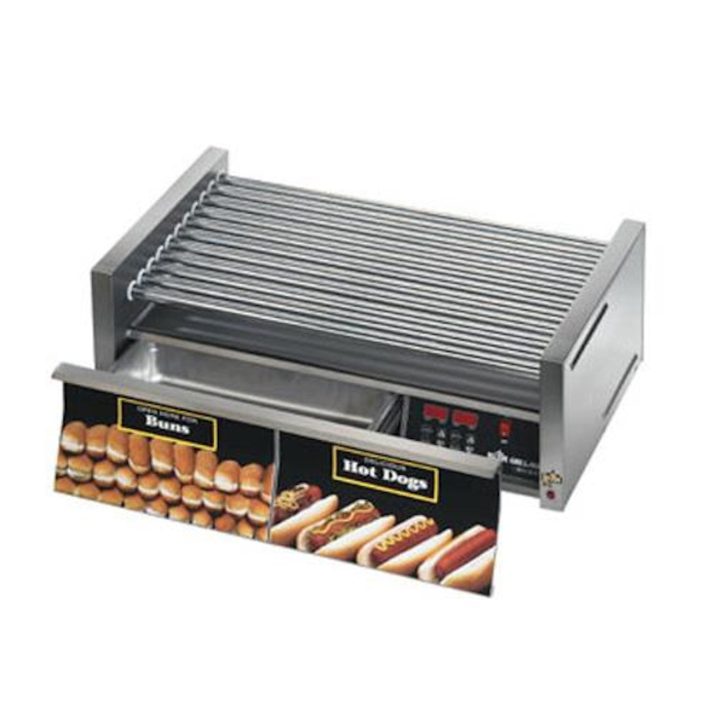 Star 50SCBDE Hot Dog Roller Grill with Bun Drawer, Electronic Controls and Duratec Non-Stick Rollers