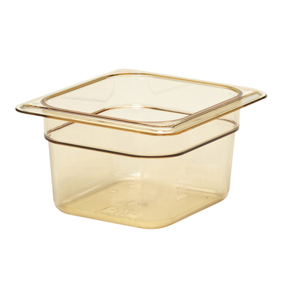 Cambro 64HP150 H-Pan 4" Deep Amber High Heat Hot Food Pan 1/6 Size (6 per case)