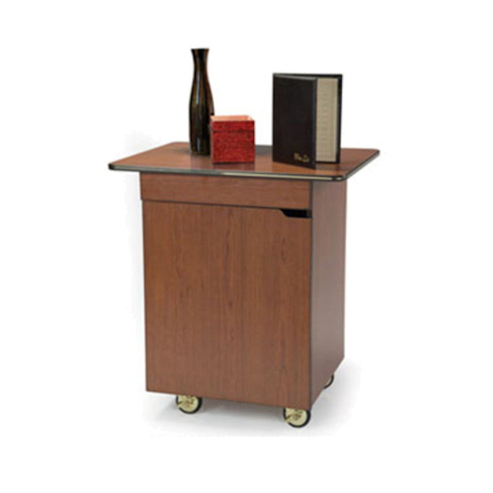 Lakeside 66112 Enclosed Compact Service Cart with Fixed Shelf and Center Drawer