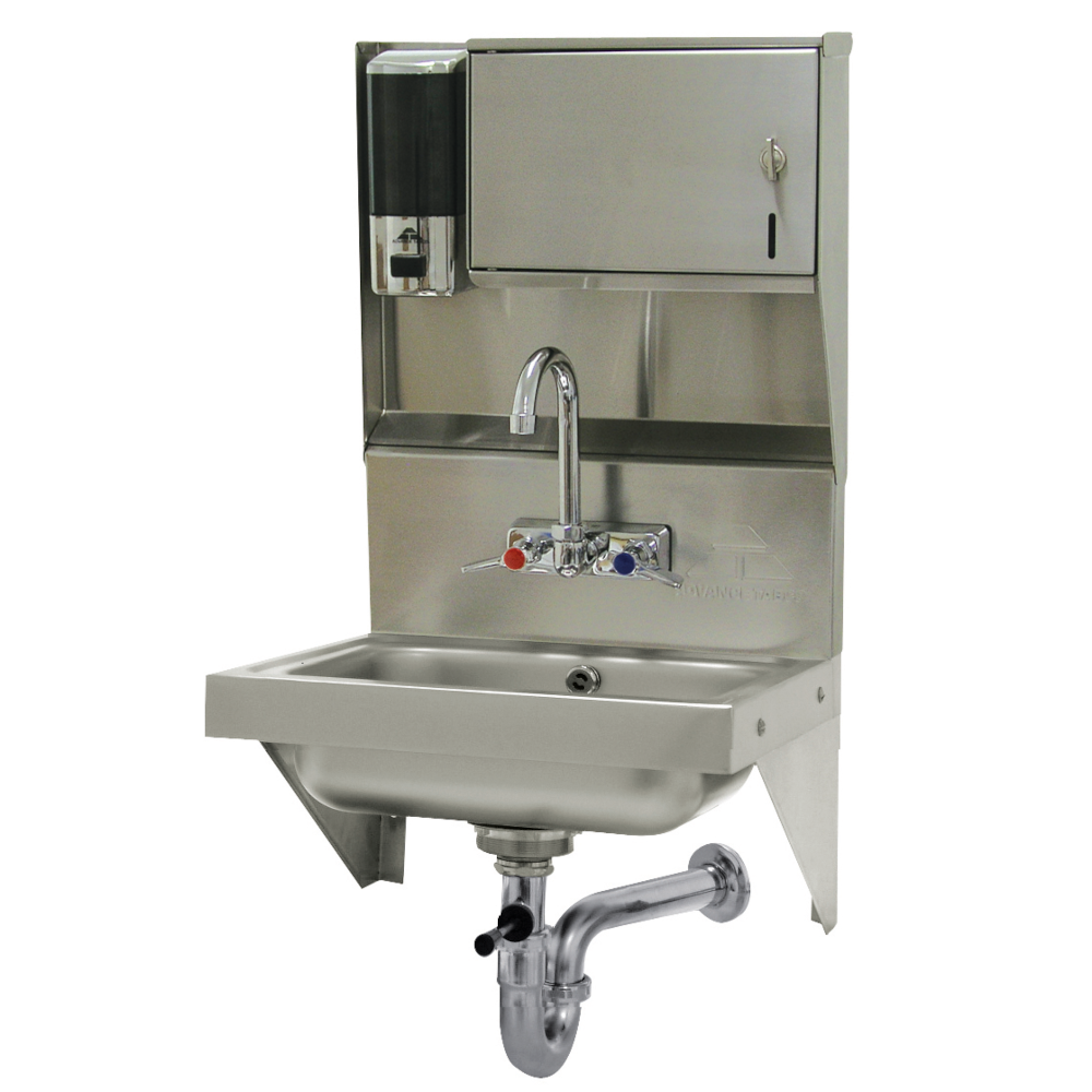 Advance Tabco 7-PS-69 Wall Mounted Hand Sink 5" Deep Bowl w/ Soap & Towel Dispenser