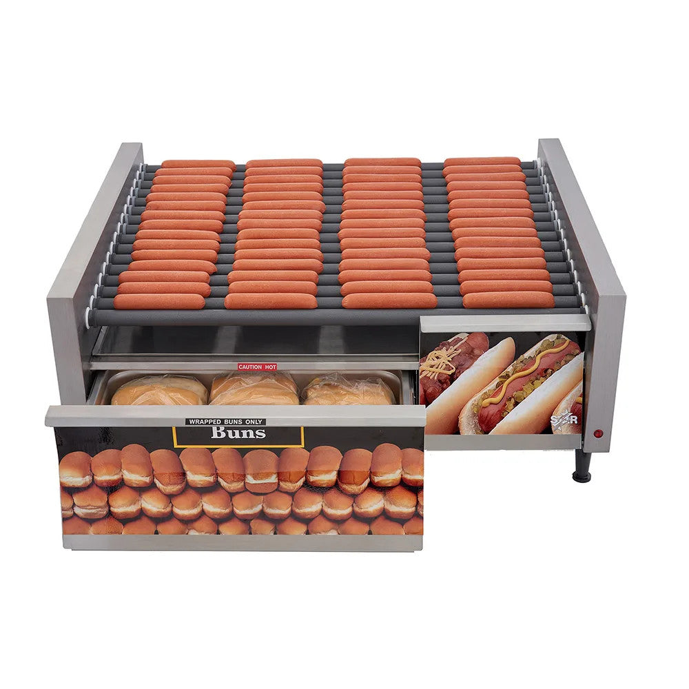 Star 75SCBDE Hot Dog Roller Grill with Bun Drawer, Electronic Controls and Duratec Non-Stick Rollers