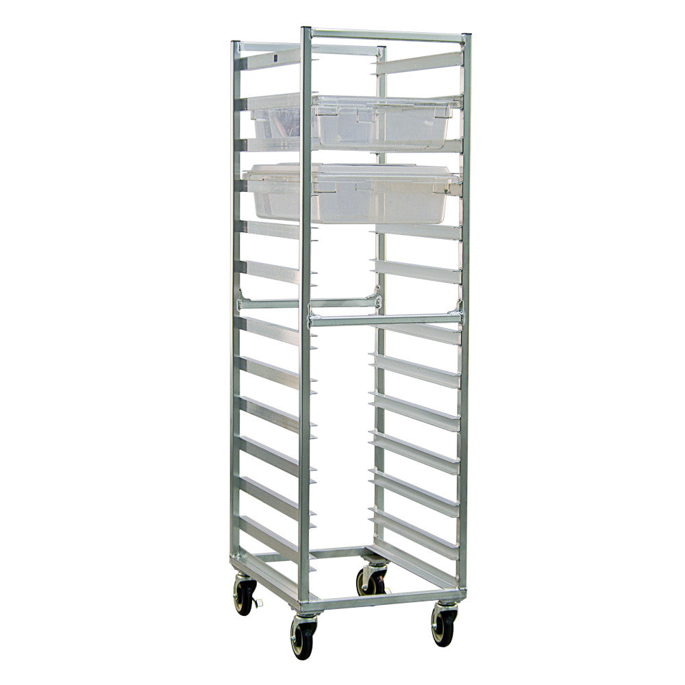 New Age 92052 Mobile Full Height 21" Poly Box Rack with Slides on 5" Centers