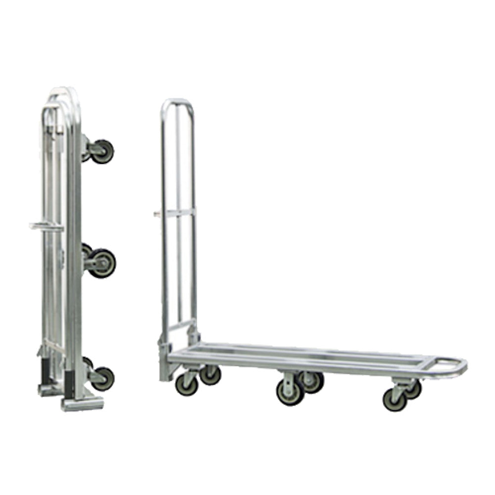 New Age 95241 Folding Stock "L" Cart / Platfrom Truck with Push Handle and Six Casters - 5" Radius Corners