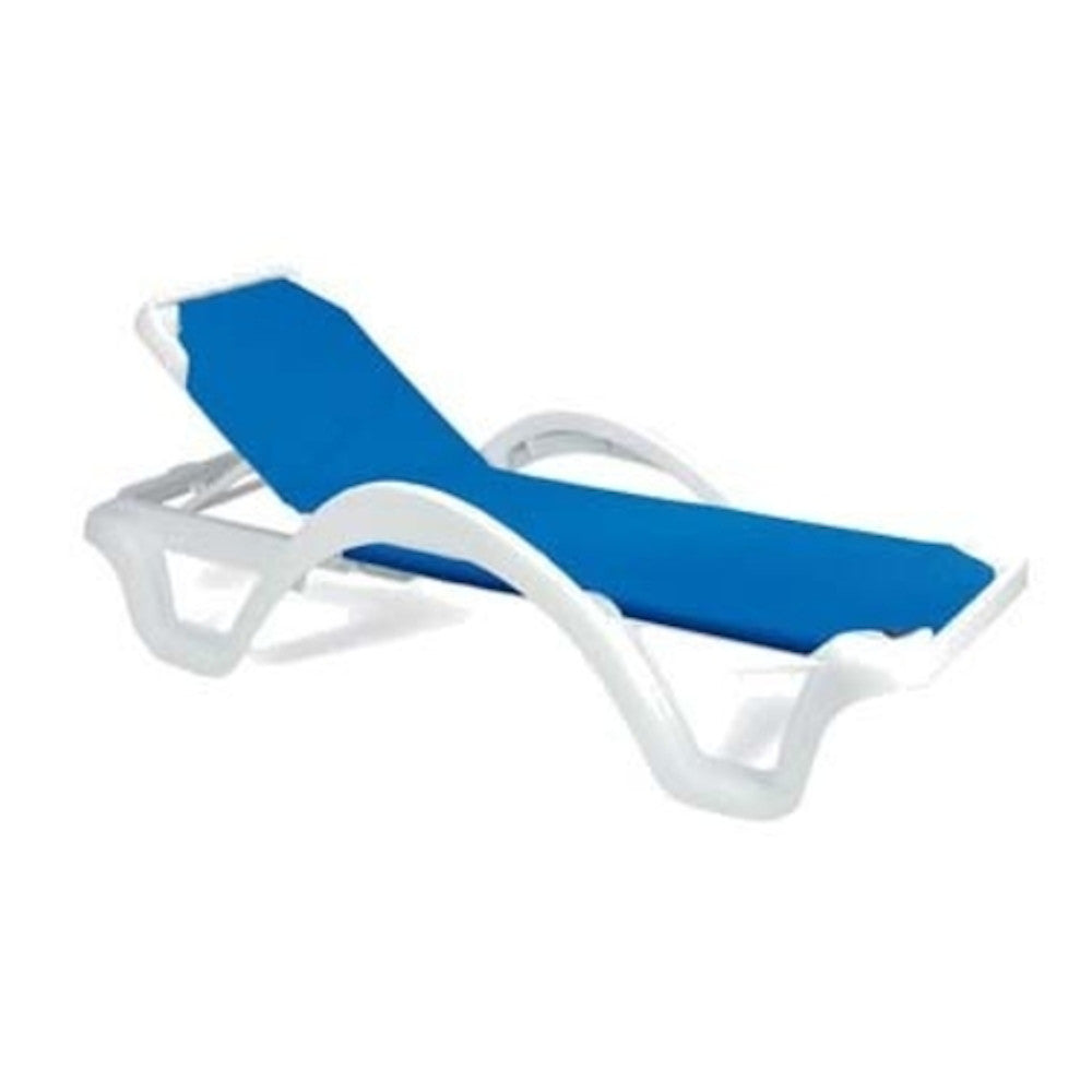 Grosfillex 99202006 Catalina Blue Chaise w/ Arms & White Frame (14 per case)