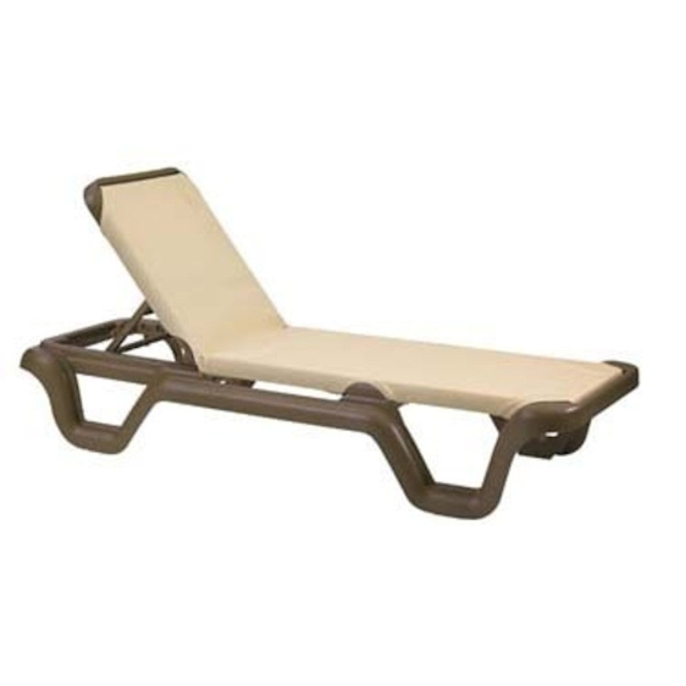 Grosfillex US414137 Khaki Marina Adjustable Sling Chaise w/ Bronze Mist Frame (case of 2)