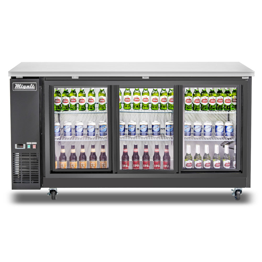 Migali C-BB72SG-HC 72″ Sliding Glass Door Back Bar Refrigerator