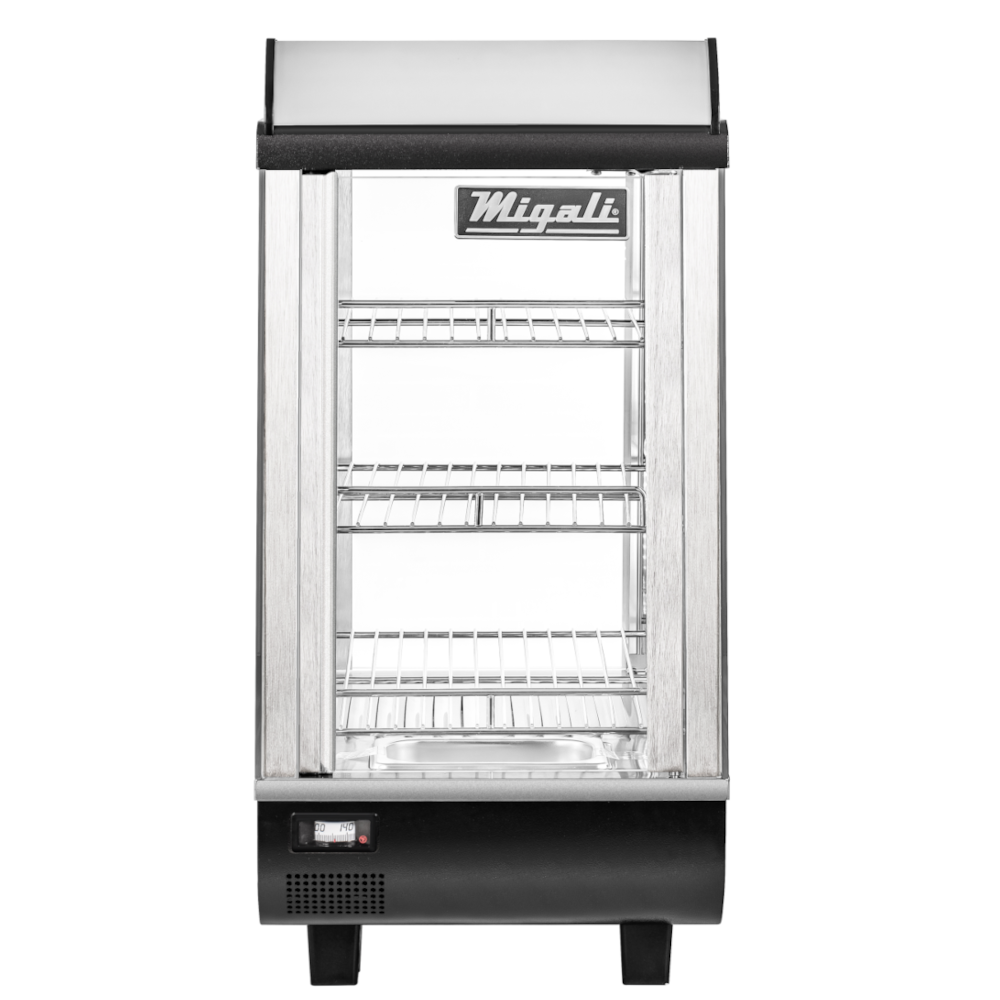 Migali C-HCT14-S 14" Wide Heated Countertop Display Case, Straight Glass, Front & Rear Sliding Doors